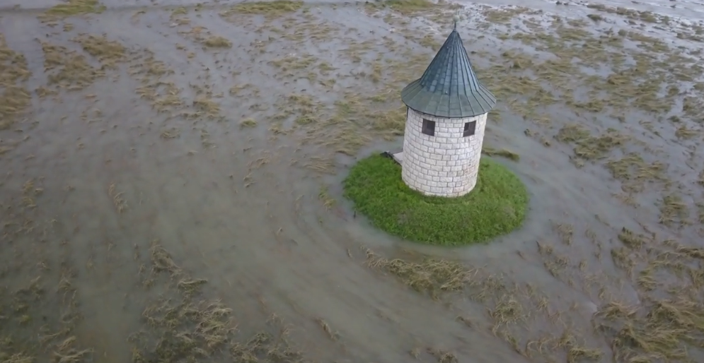 Plaine de Courtemaîche inondée vue par drone